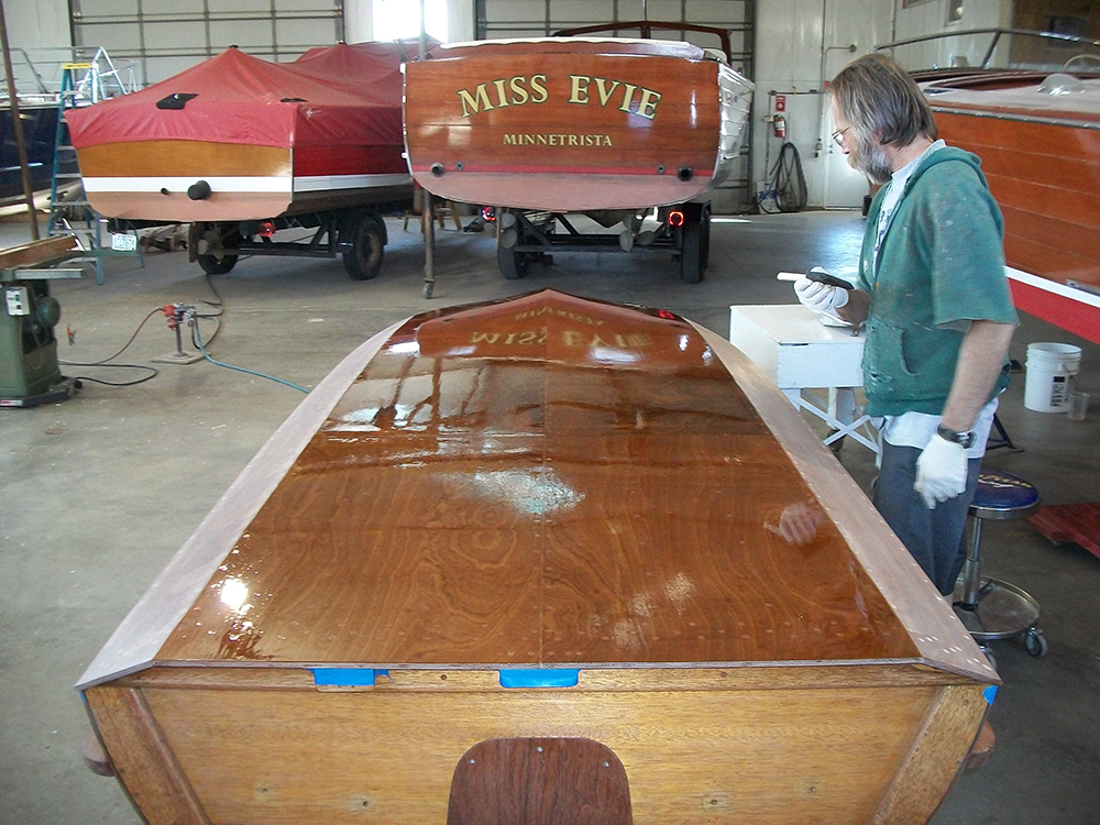 Varnish plywood boat